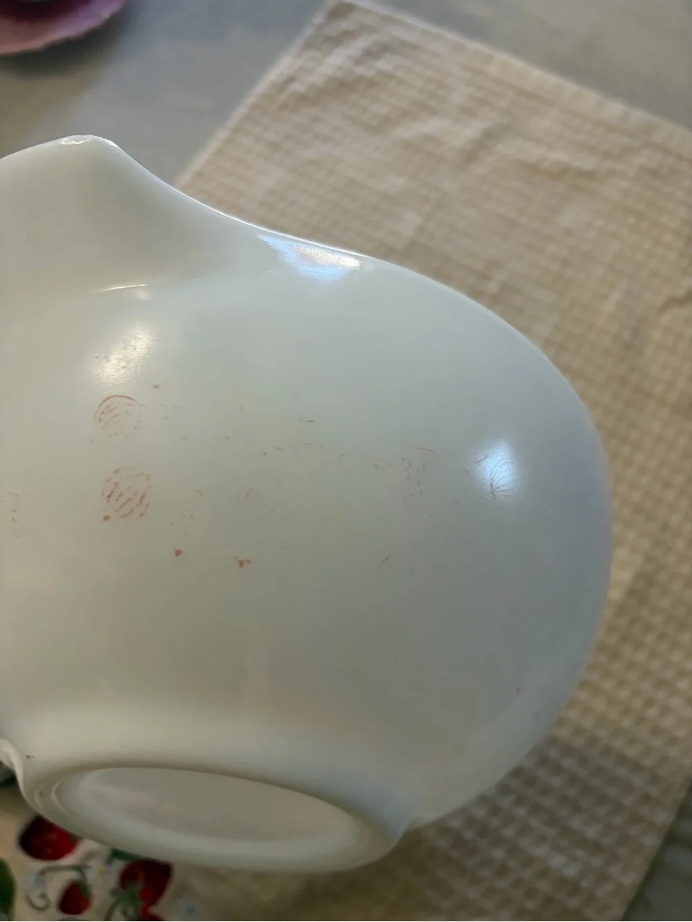 Pyrex White Glass Mixing Bowl with Handles