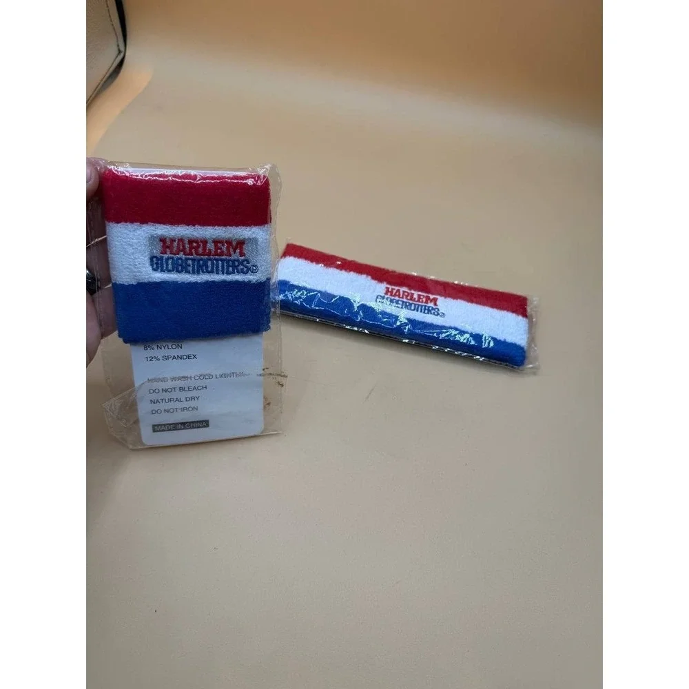 Harlem Globetrotters Sweat Band & Wrist Band Lot Of 2 Red‎ White Blue NEW