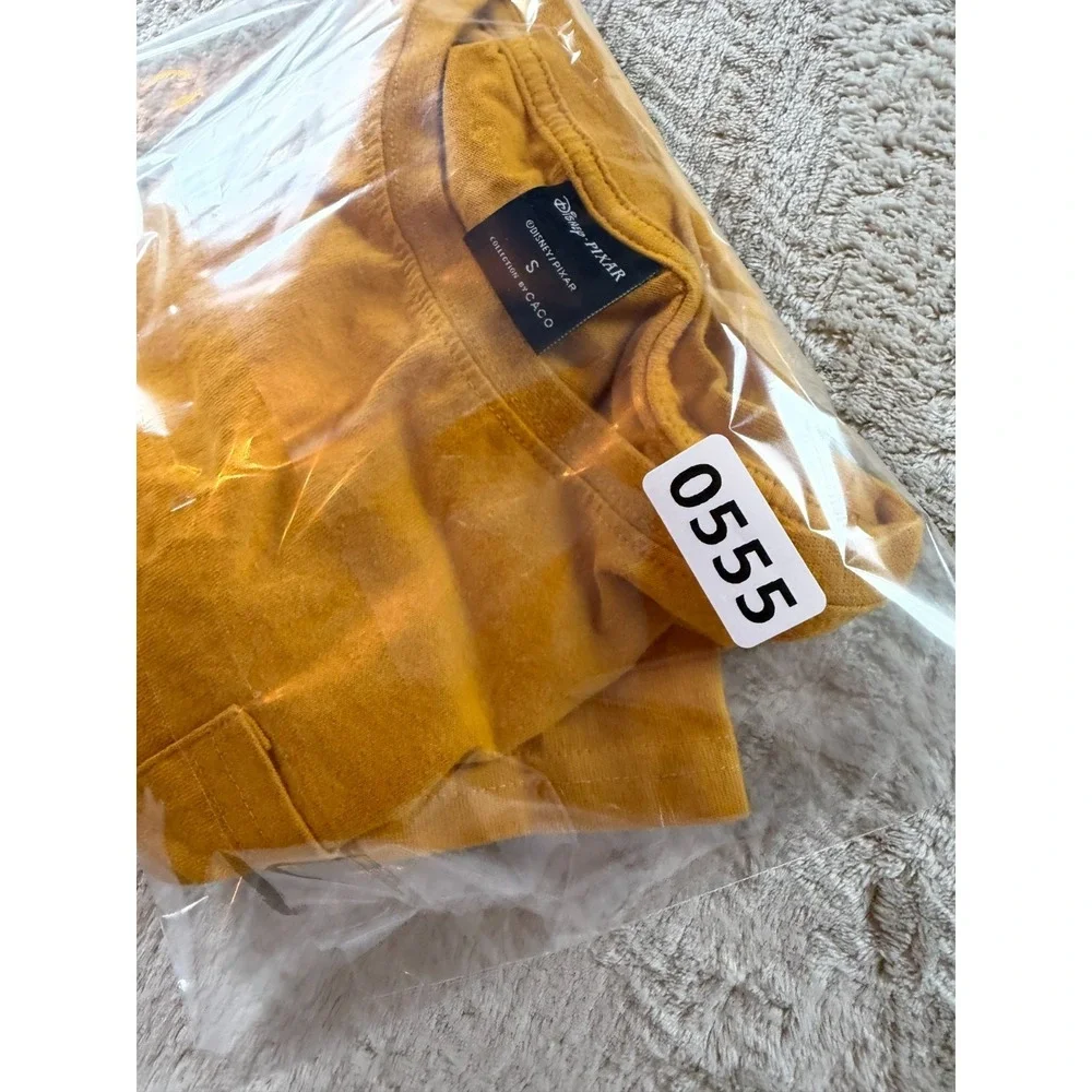 Disney Pixar CacoToy Story T-Shirt Kids S Mustard Yellow Cotton Chest Pocket Tee