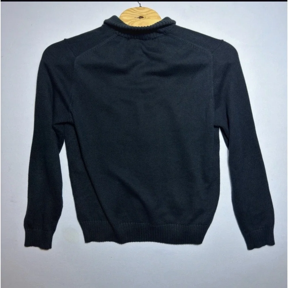 Polo Ralph Lauren Mens XL Black 100% Cotton Quarter Zip Pullover Sweater Pony
