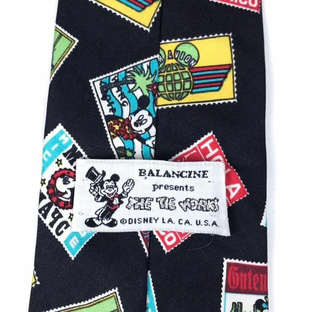 Balancine The Tie Works Disney Mickey Mouse Stamps 100% Silk Tie Novelty Necktie