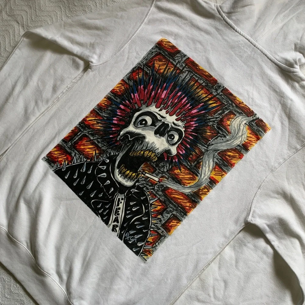 Animals Magazine Punk Skull Smoking Hardcore‎ Music Skater Size M Hoodie Grunge