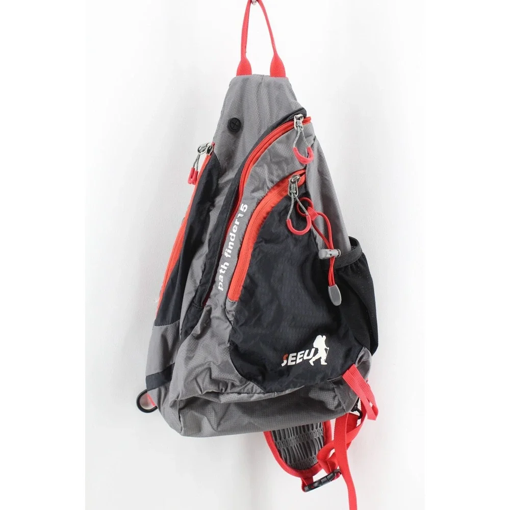 SEEU Backpack Sling Shoulder‎ Bag Path Finder 15 Gray Red Black Hiking Backpack
