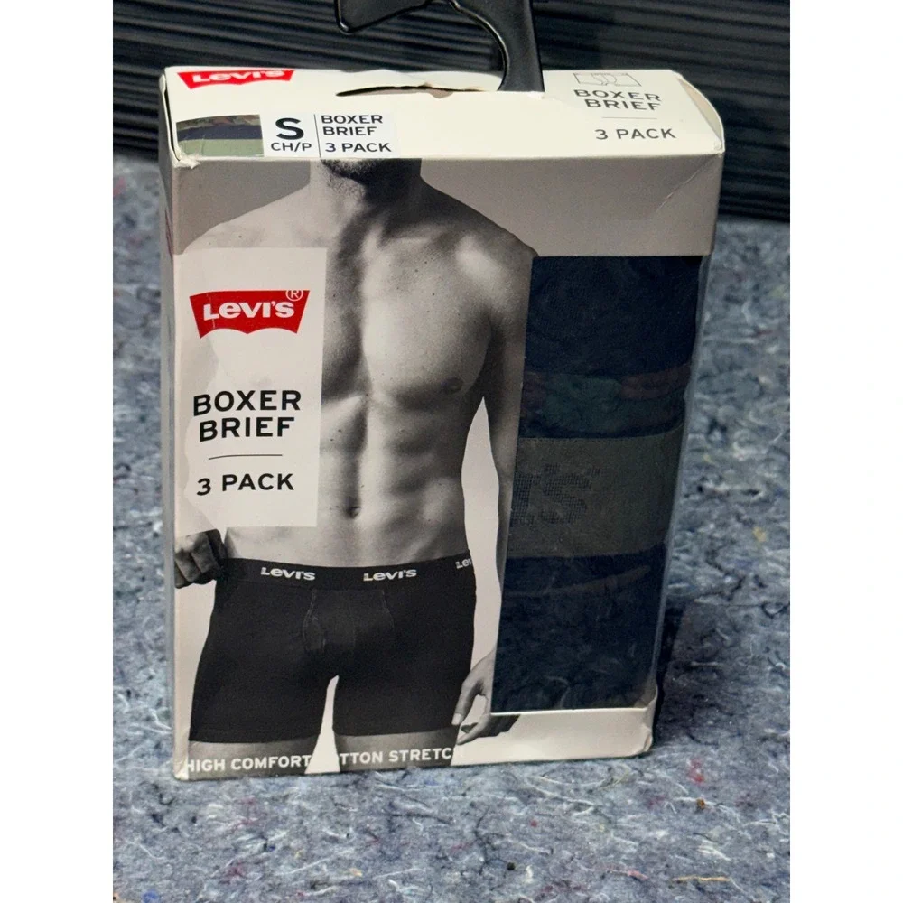 Levi Strauss Co Mens Boxer Briefs 3 Pack‎ Size S High Comfort Cotton Stretch NEW