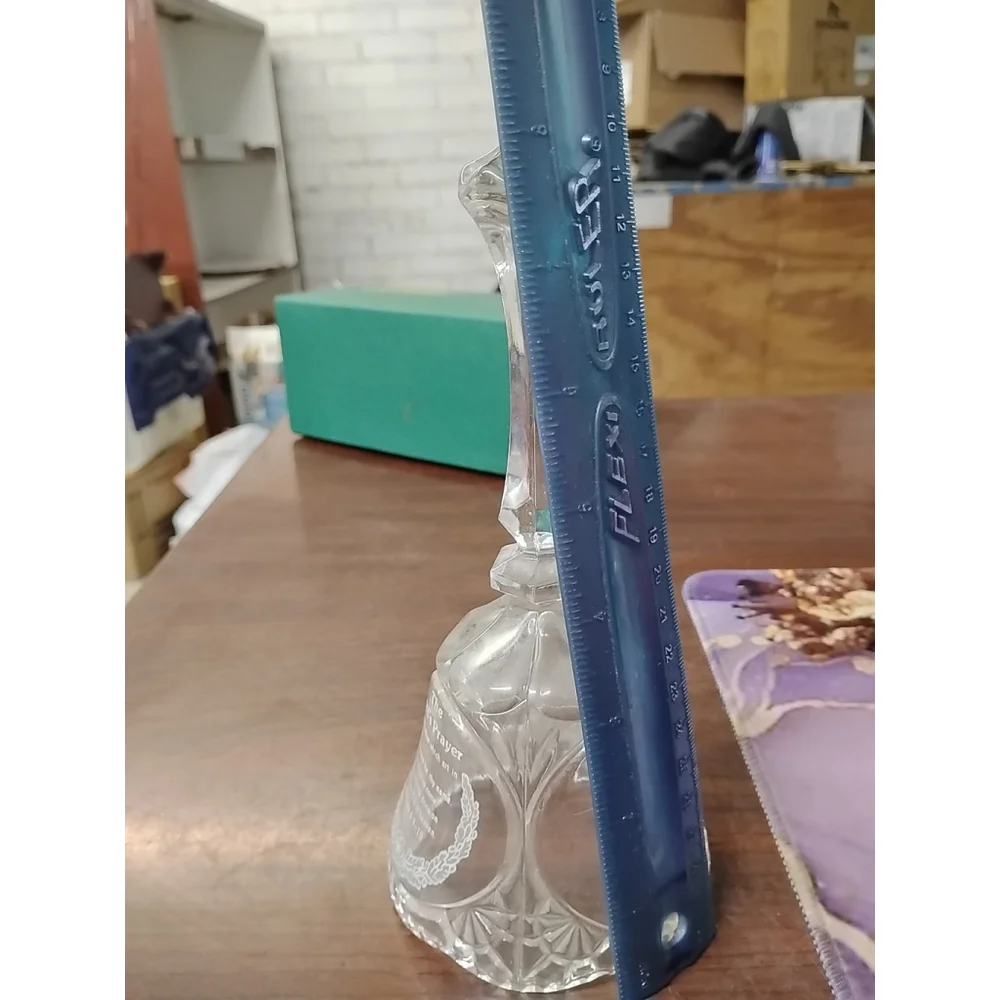 Vintage Artmark Lead Crystal Bell Made In Germany The Lord's Prayer C.1986