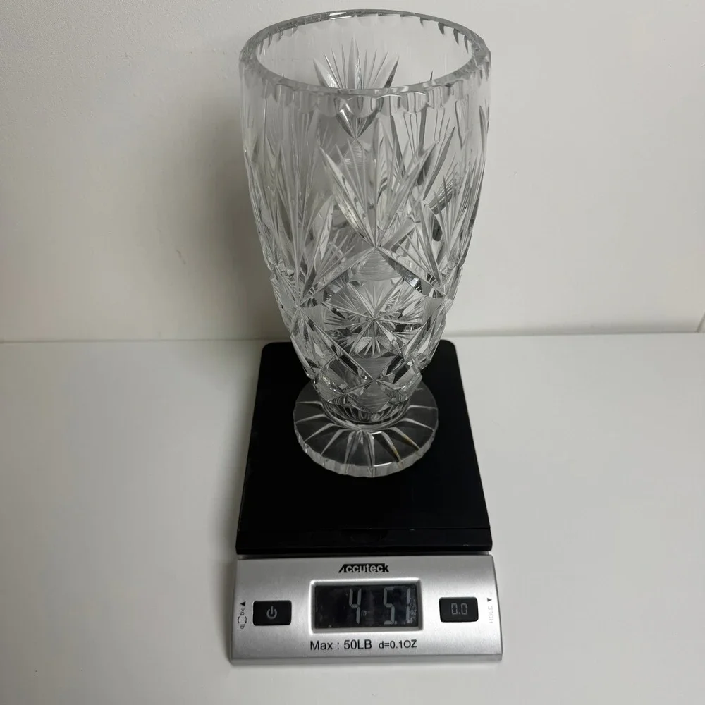Cut Crystal‎ Vase Pedestal 10.5in Clear Pinwheel Starburst Vintage Decor