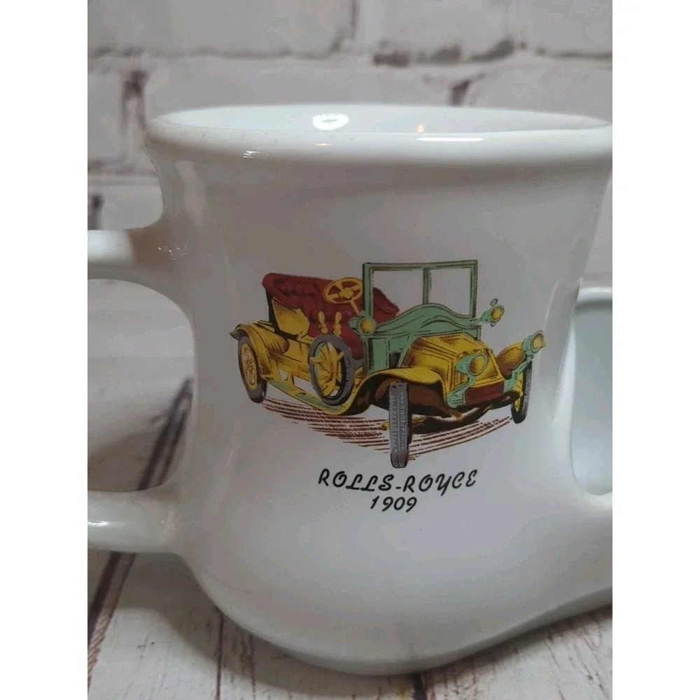 Vintage‎ WADE Mens Shaving Mug Rolls-Royce 1909 White Made In England