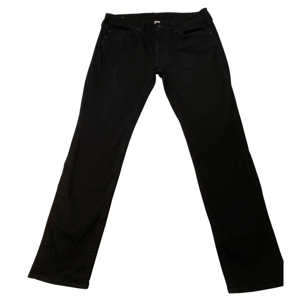 True Religion mens 38x34 Geno No Flap SN Slim Fit Jeans‎ Rinse Black ST 102158
