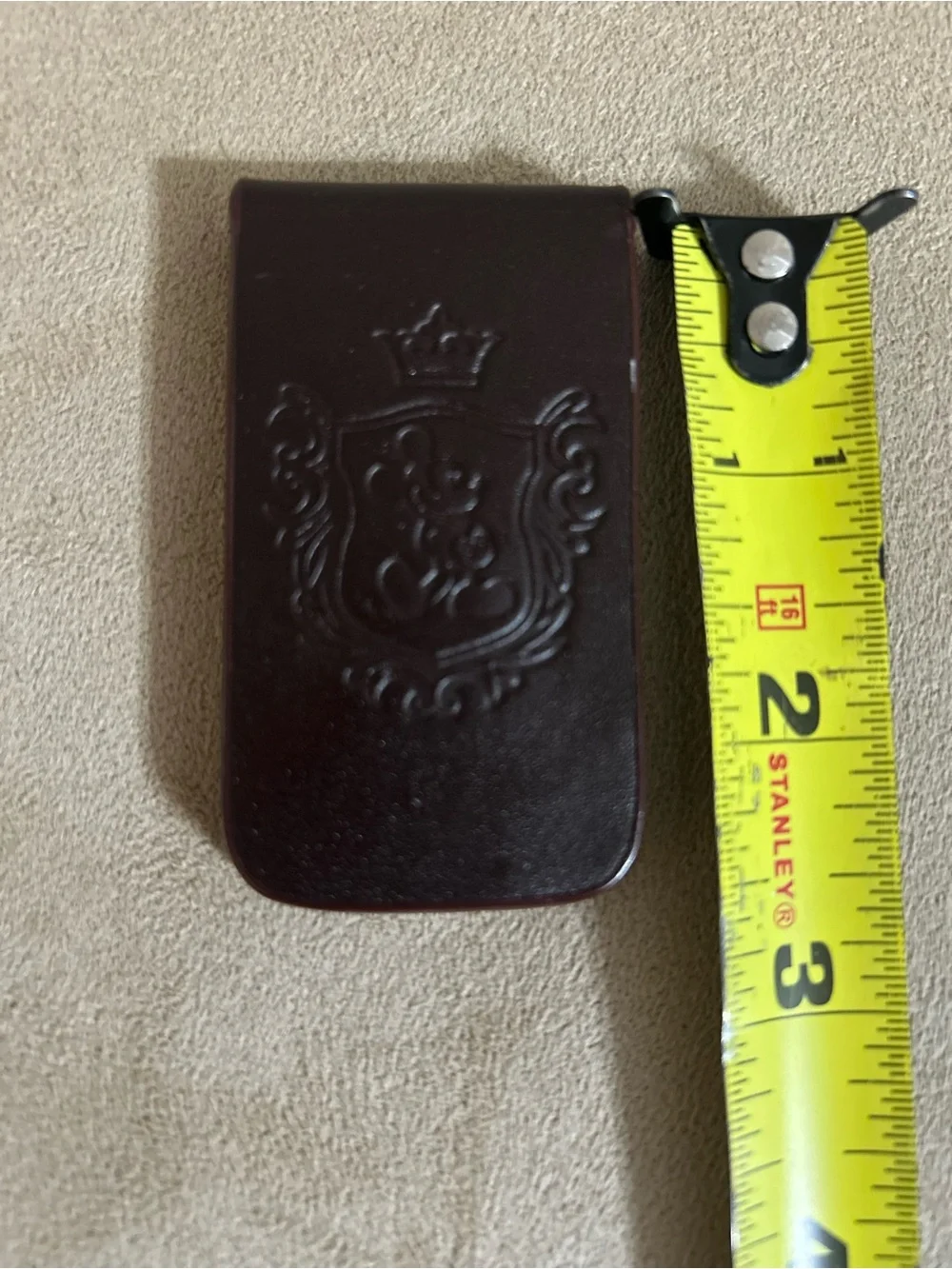 Disney Mickey Mouse Brown Leather Magnetic Money Clip EUC