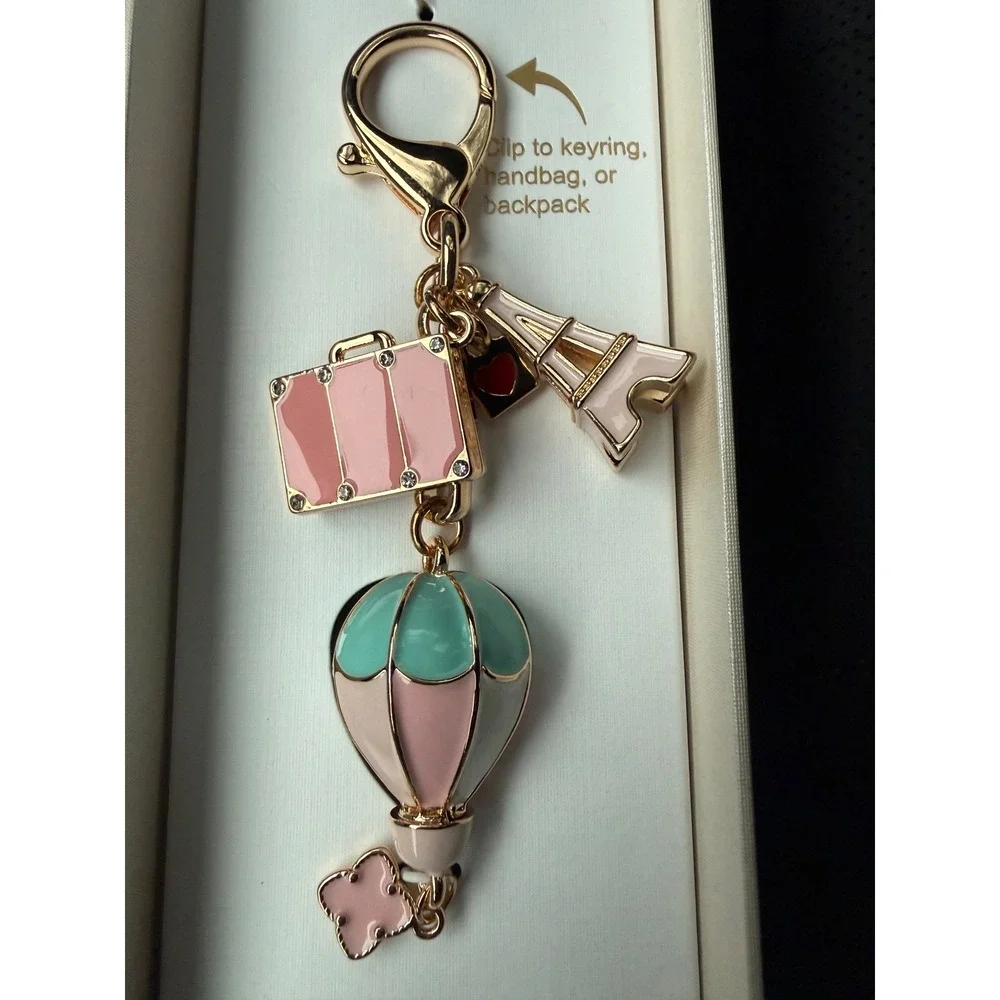 Piper‎ K Paris Travel Bag Charm Keychain Hot Air Balloon Eiffel Tower Suitcase