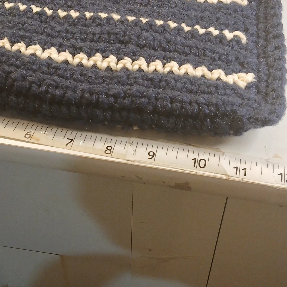 Blue and White Knit Beret with Matching Shoulder Bag