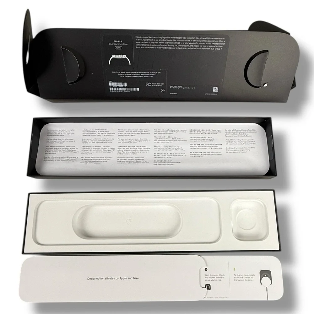 Apple Watch Nike Series 6 40mm EMPTY BOX + S/M‎ Blue Black Mango Band NO WATCH
