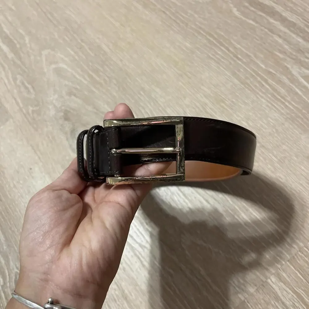Trafalgar Cortina Brown Leather Dress Belt - Men's‎ Size 36/90 H08