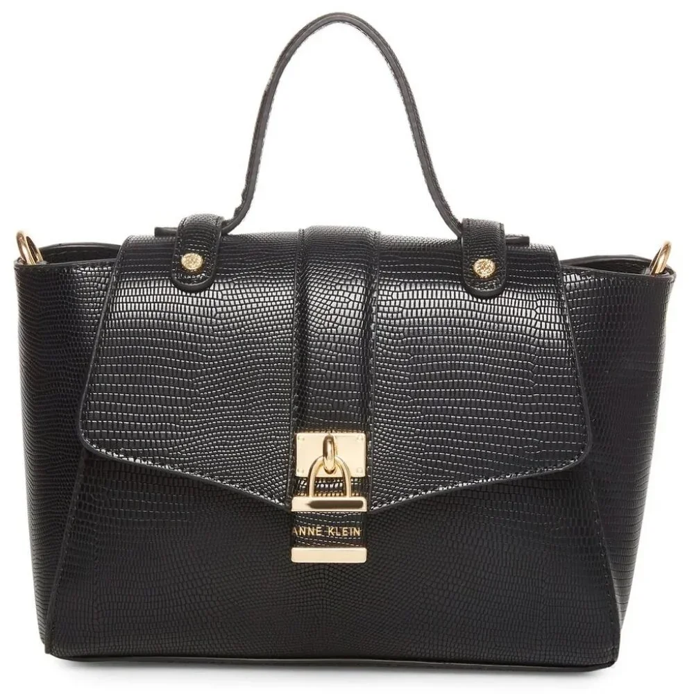 NWOT‎ Anne Klein Black Satchel Convertible Strap Handbag