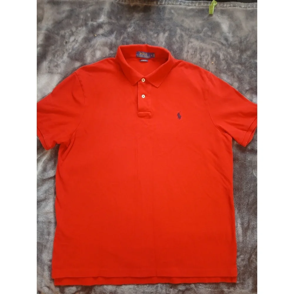 Polo Ralph Lauren Men's LARGE   Short‎ Sleeve Polo Shirt  Red