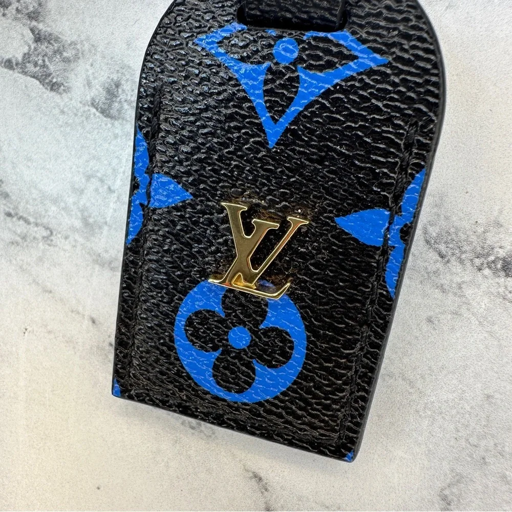 Louis Vuitton Luggage Tag black/blue Monogram Small GHW LV