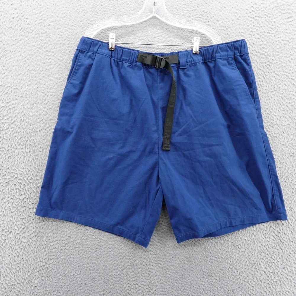 Levis‎ Mens Ripstop Belted Casual Shorts Size XXL Blue Mens Elastic Waist 8