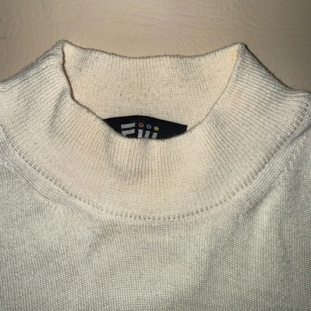 Vintage Italian Made Mens Wool blend Cream Mock Neck Long Sleeve Sweater Knit L