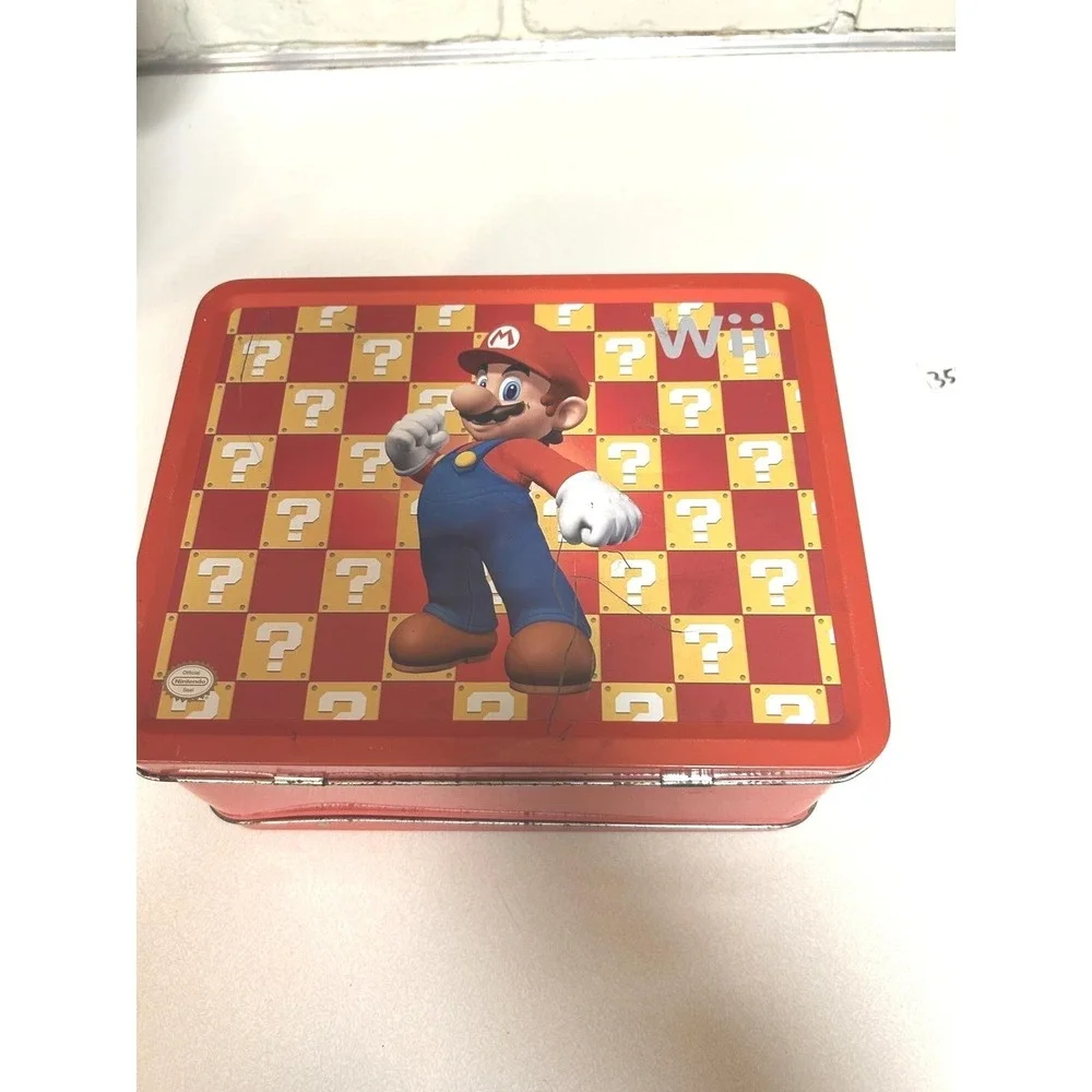 Nintendo Super Mario Wii Metal Tin Lunch Box Red Question Block OS