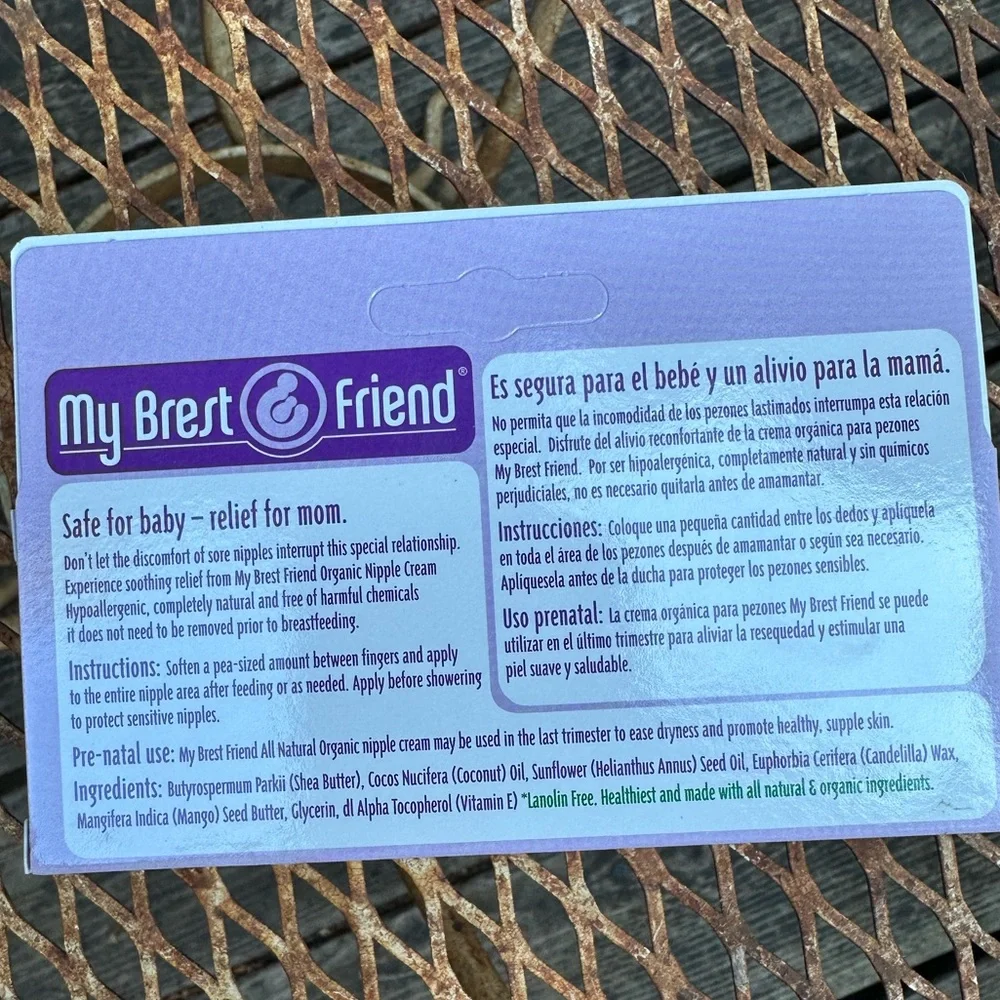 MY BREST FRIEND All Natural Nipple Cream For Breastfeeding (NIB) Lanolin Free