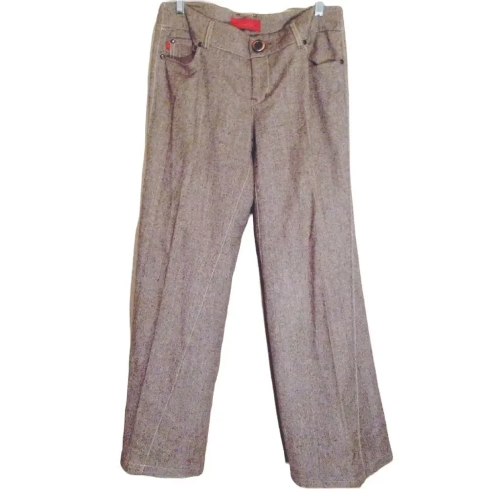 Y2K Level 99 Wide Leg Brown Tweed Trouser Pants
