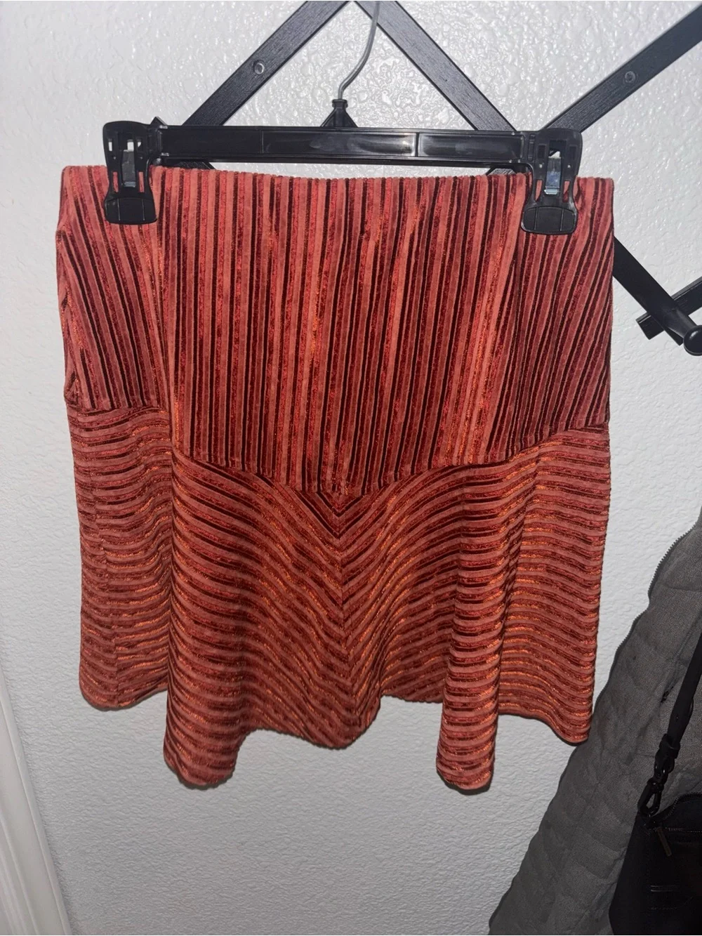 Free People Rust Velvet Burnout Flare Mini Skirt Boho Festival Medium