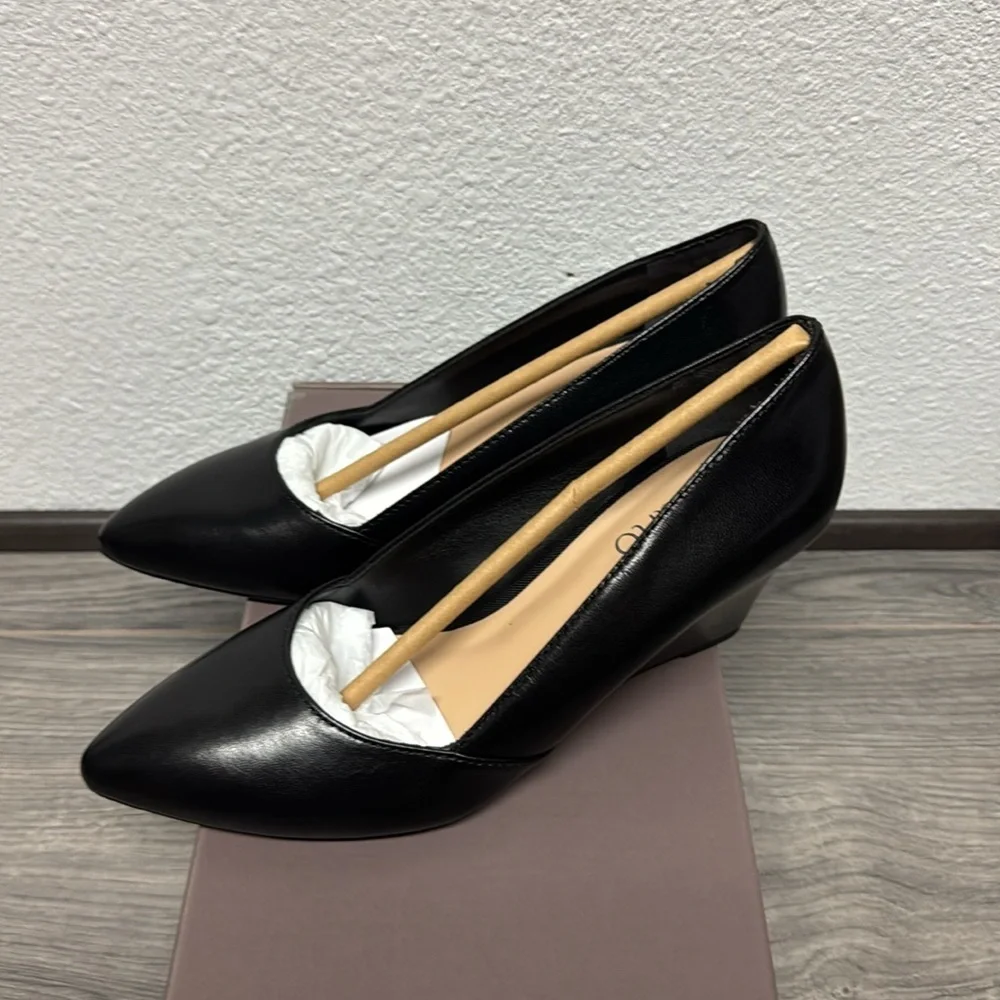 FRANCO SARTO Frankie Wedge Pumps In Black Leather