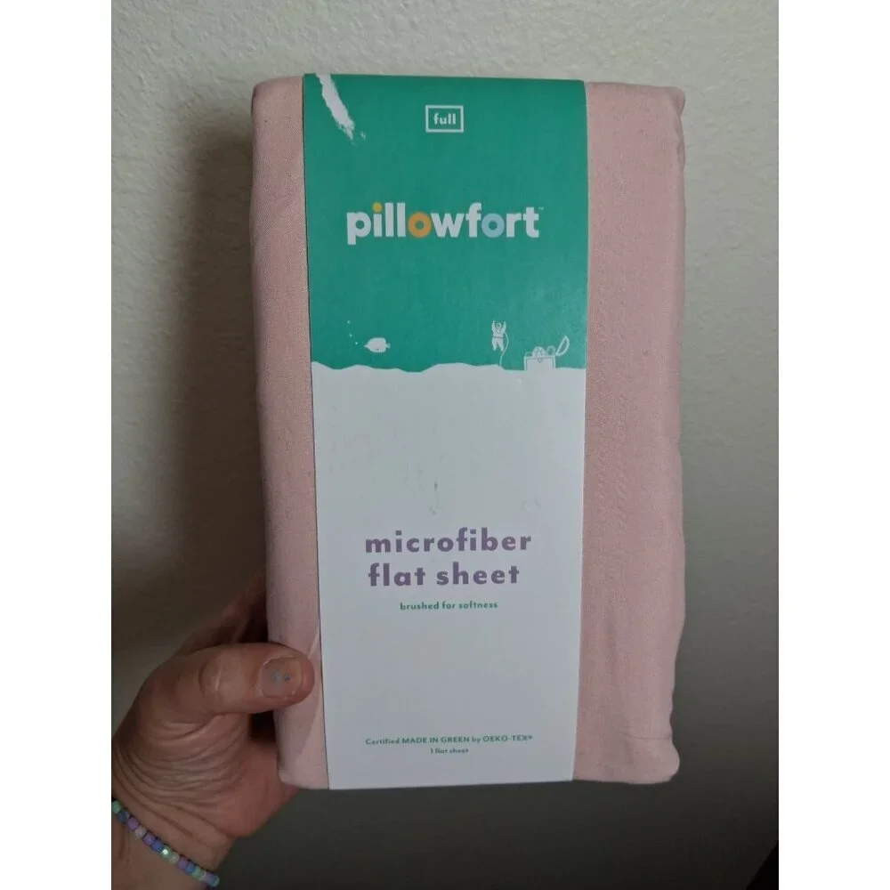 NEW Pillowfort Full Size Brushed Microfiber Flat Sheet Just Peachy Pink