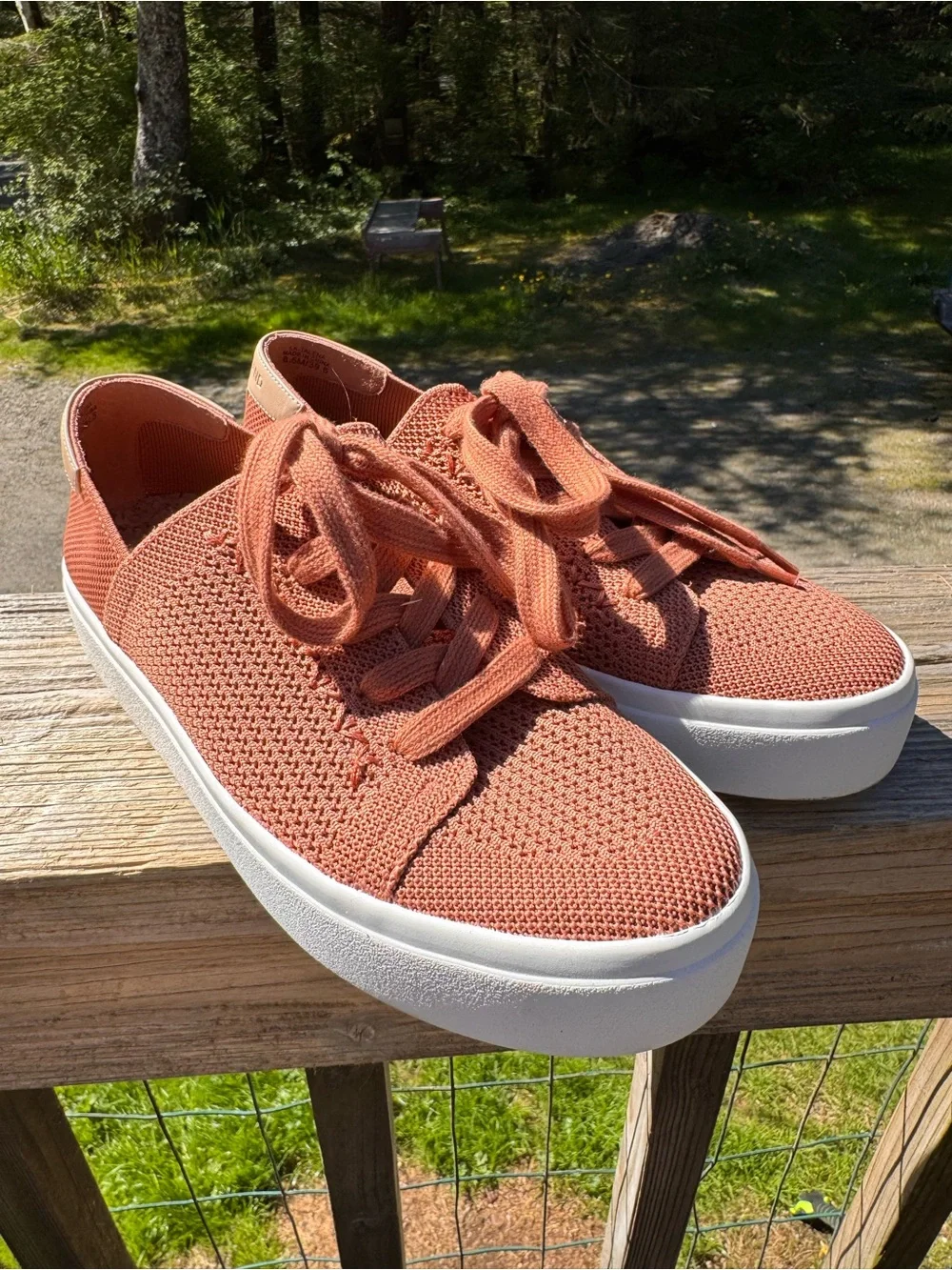 Lucky Brand Women’s Knit Lace-Up Sneakers in Terracotta