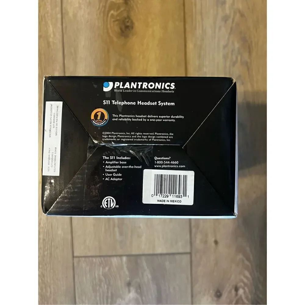 Plantronics S11 Telephone Over The Head Headset System Black New In Box 65148 11