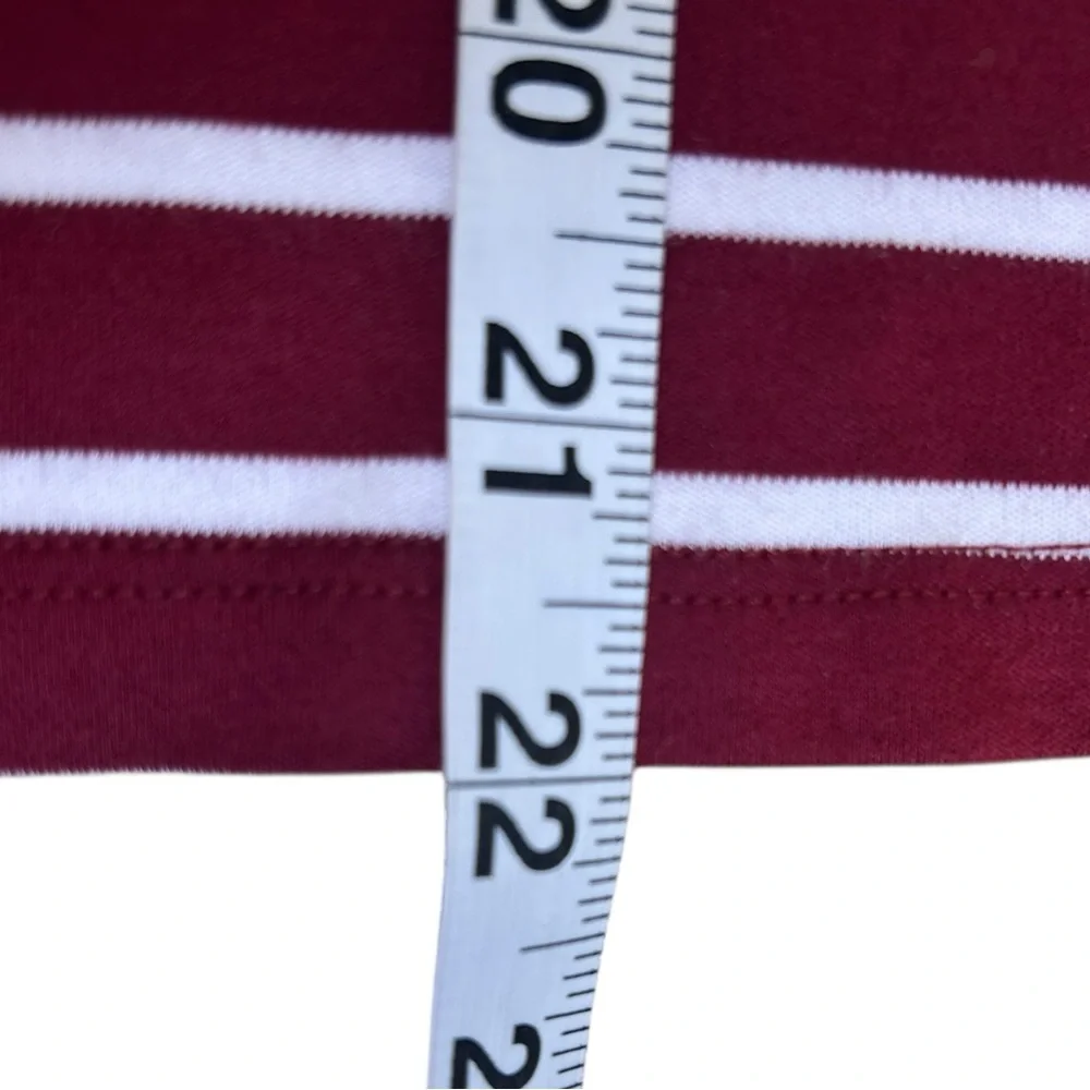 LAKE Luxury Loungewear Pima Cotton Striped Long Sleeve Tee XS Burgundy Soft‎