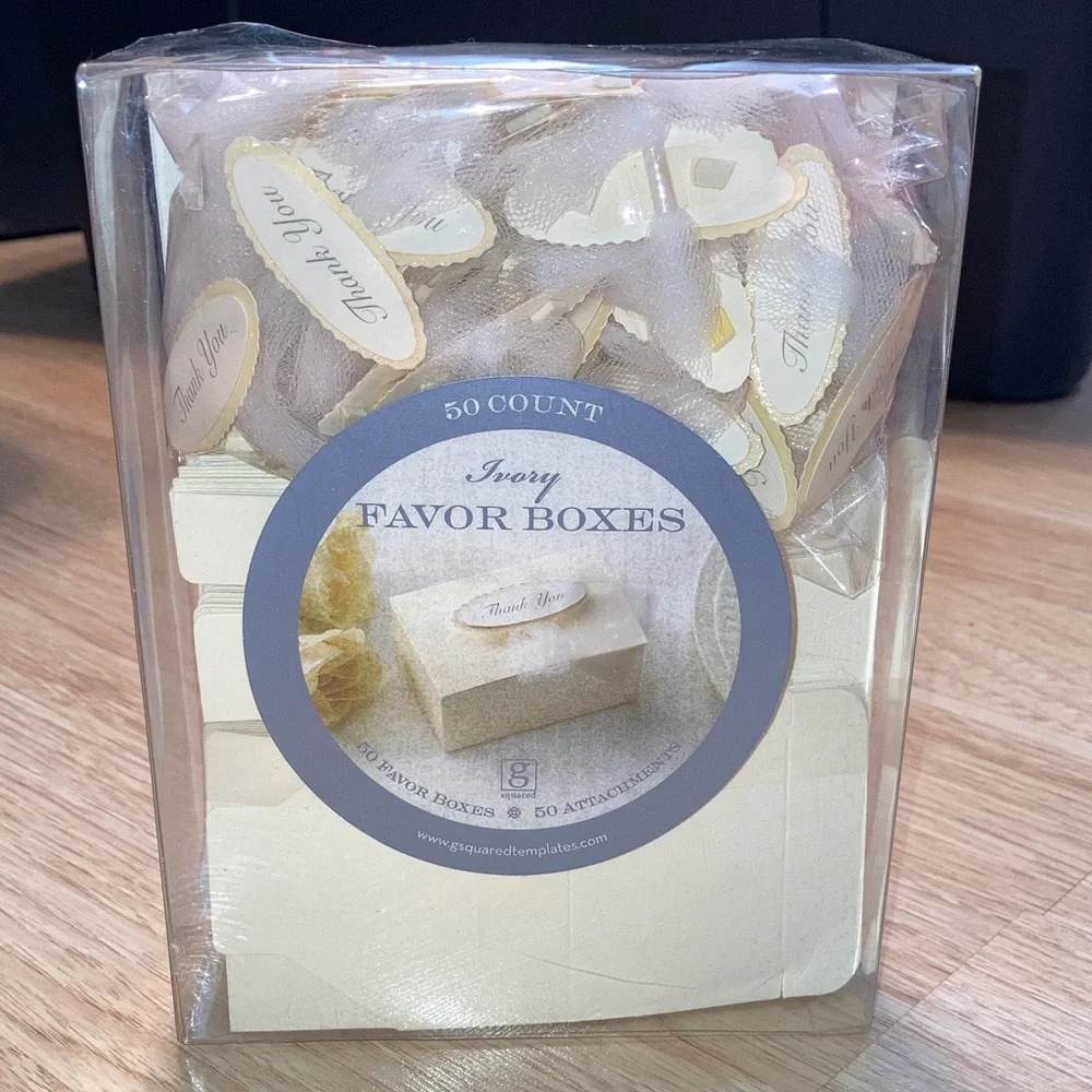 Ivory Favor Boxes - 50 Count