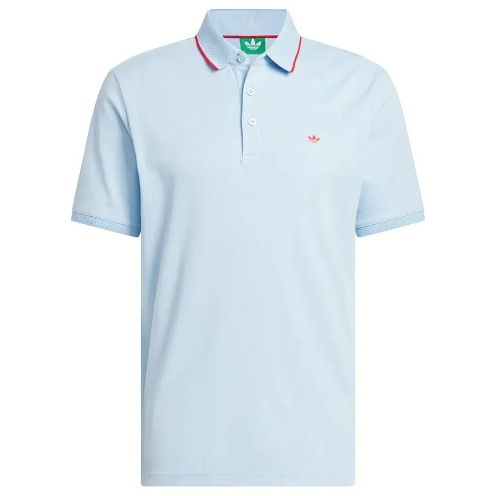 Men's adidas Originals Twistknit‎ Trefoil Polo Shirt Sz Small Golf Sky Blue $90