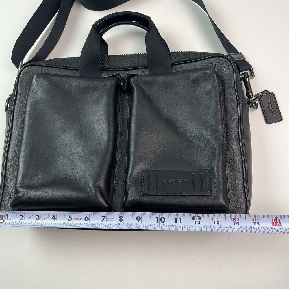 COACH Rider Briefcase Crossbody Bag Mens Signature Leather Laptop Office Travel