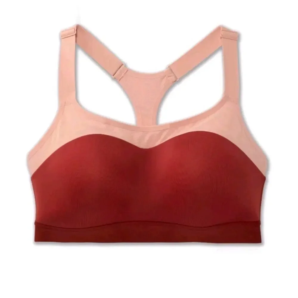 Brooks Dare Racerback Run Bra High Impact Sports Rosewood Flamingo Gym 34E