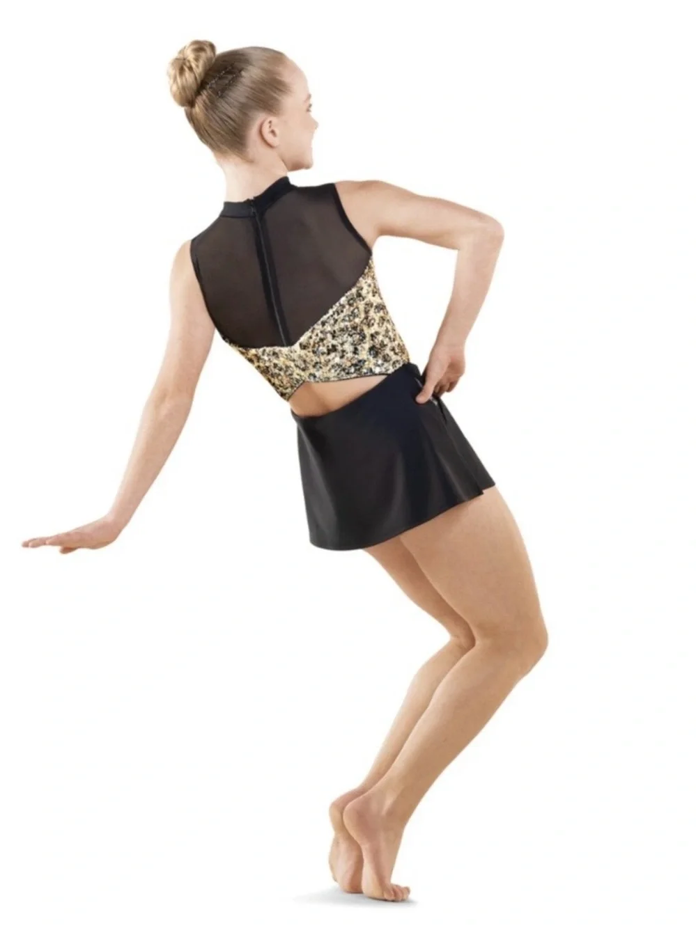 Tenth House | Thrive Gold Sequin and Black Dance Skirt Top Set, LC