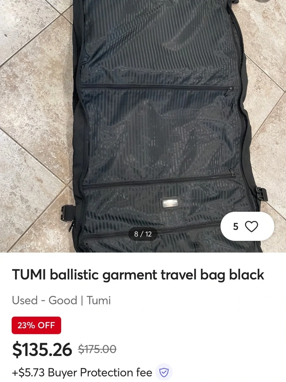 Tumi travel garment