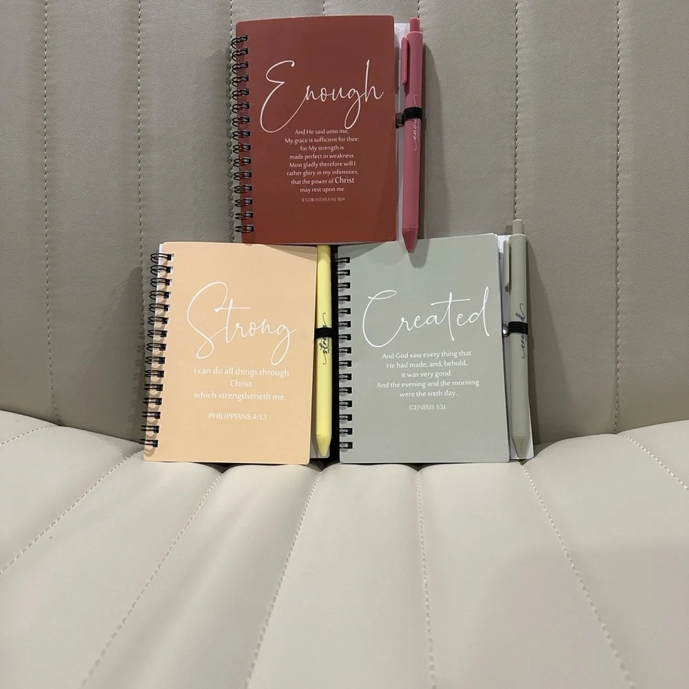 Bible Verse Notebook Trio & Pens Enough Corinthians Strong Philip. Created Genes