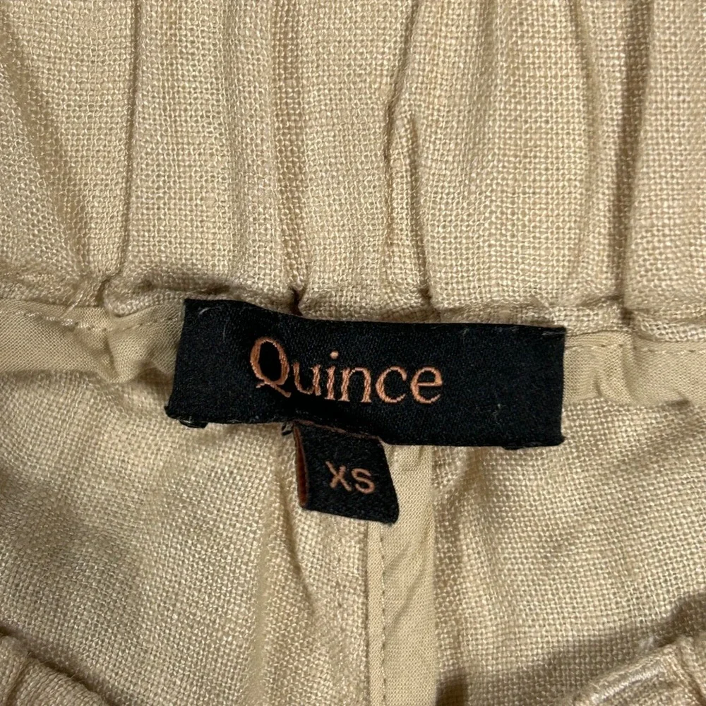 Quince Linen Pants Mens XS Beige Elastic Waist Premium Flax Trousers