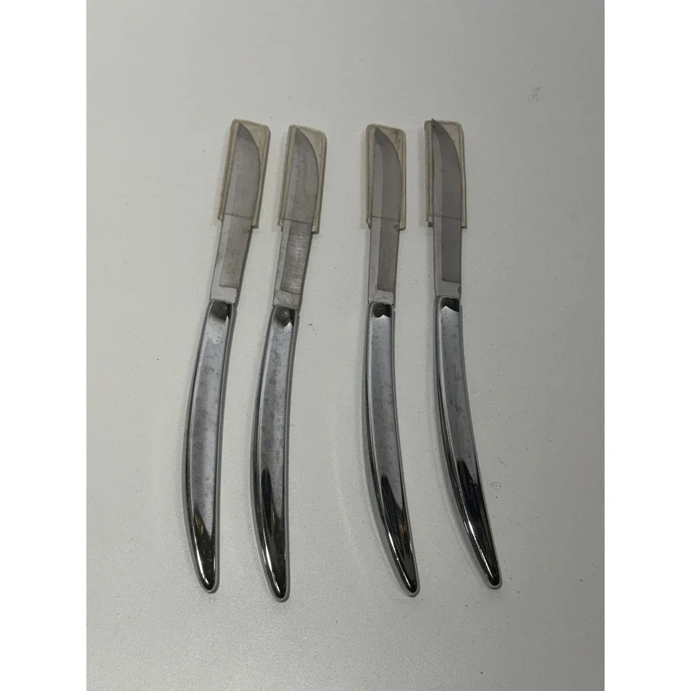 Vintage Carvel Hall Stainless Steel Non-Serrated Curvy Steak Knives 4-Pc Set ☆US