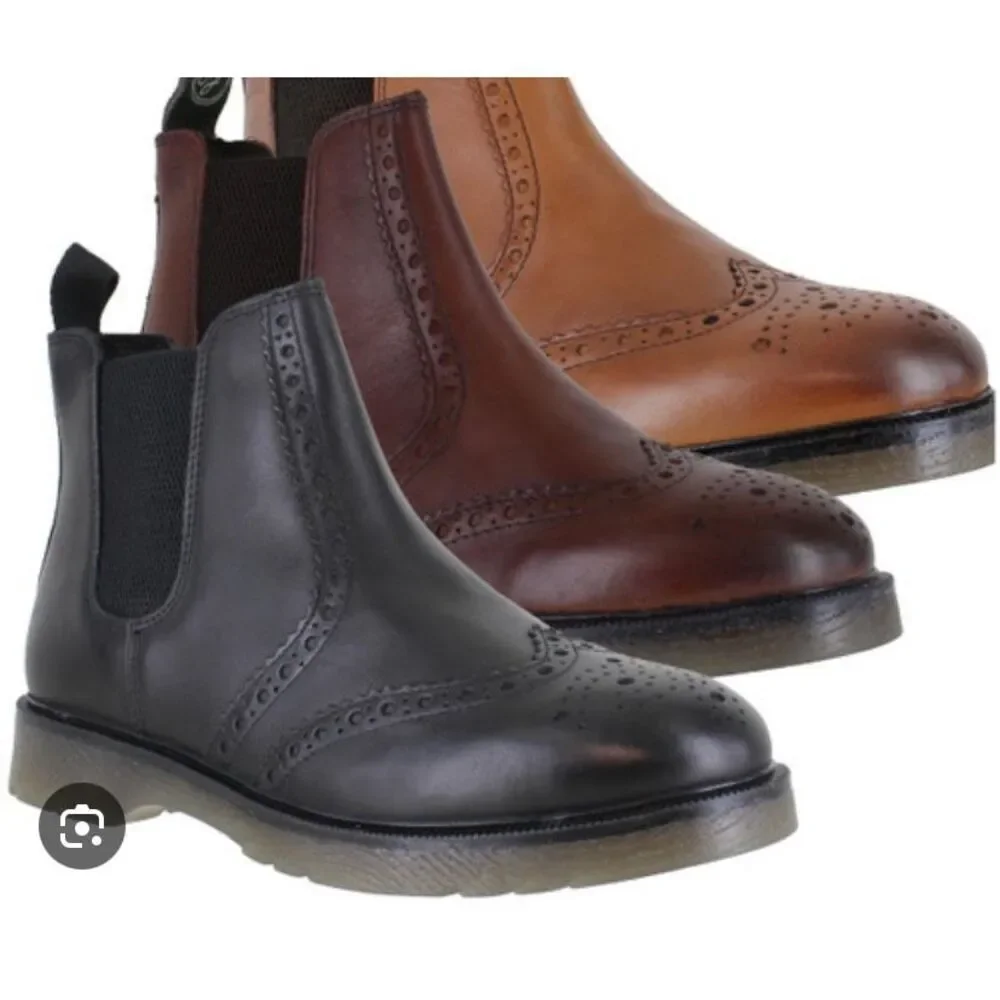 Frank James Brogue Leather Upper Dealer Boots
