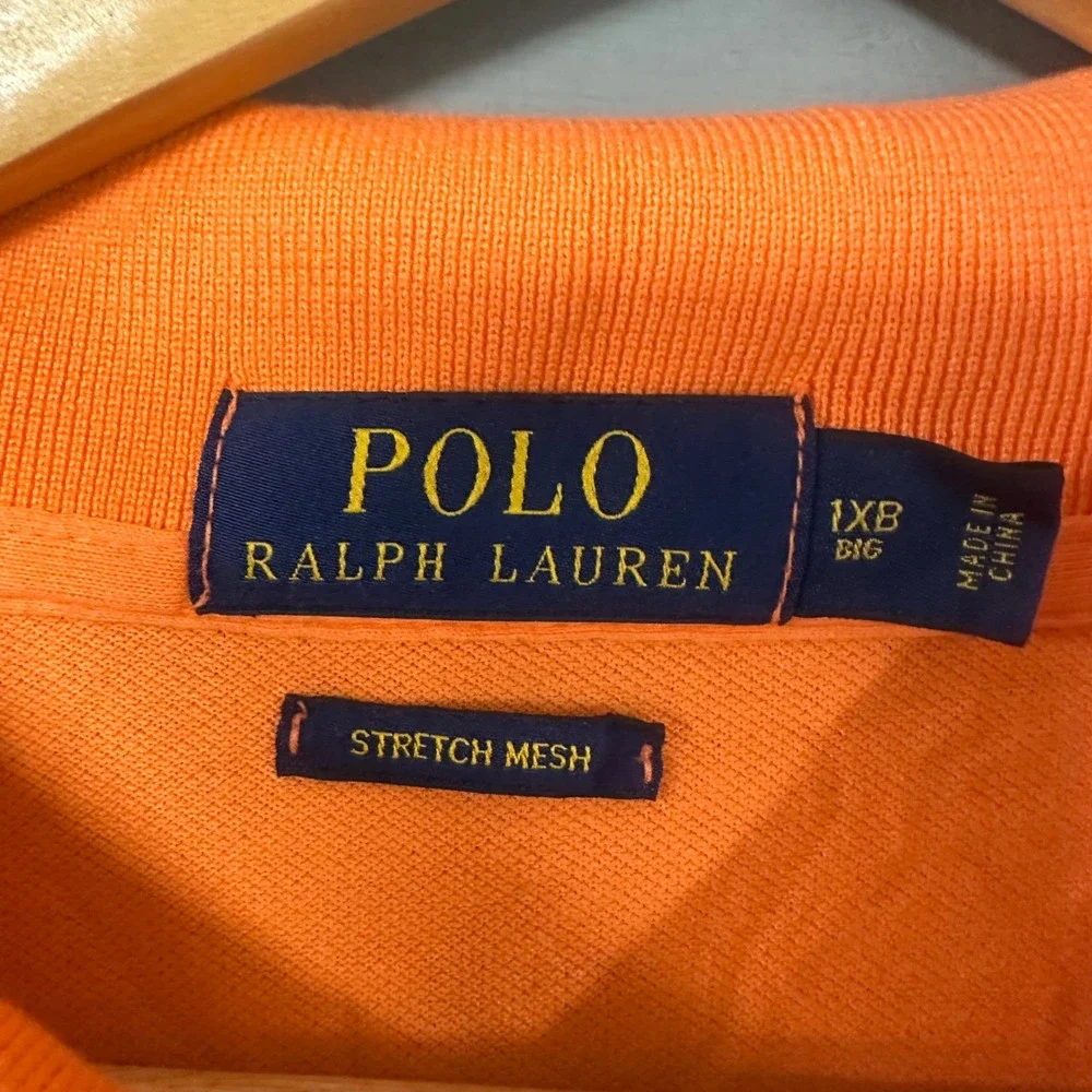 Polo Ralph Lauren‎ Mens Orange Stretch Mesh Short Sleeve Polo Shirt 1XB Big