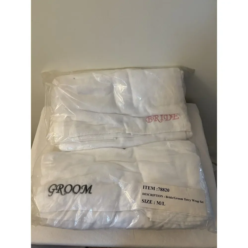 Bride And Groom Embroidered Towel Spa Wrap Gift Set For Brides And Grooms