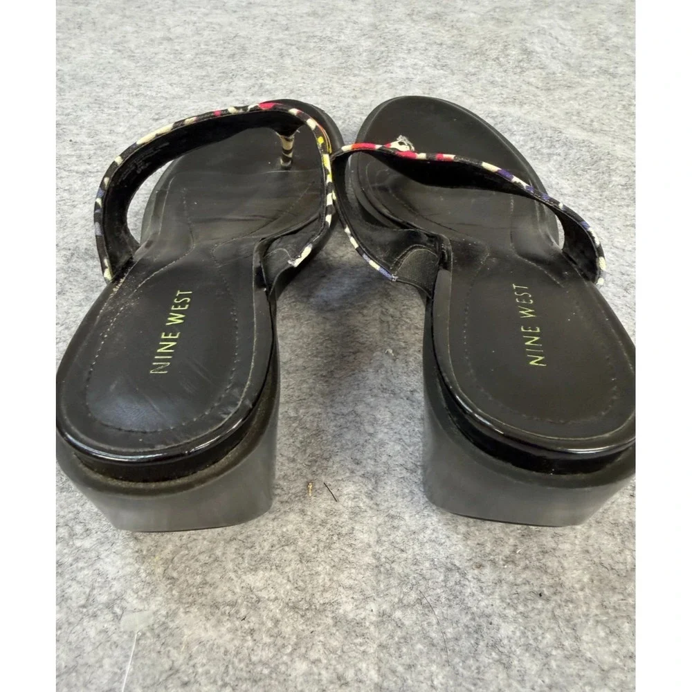 Nine West Mulitcolor Leopard Thong Wedge Sandal Women's Size 9M