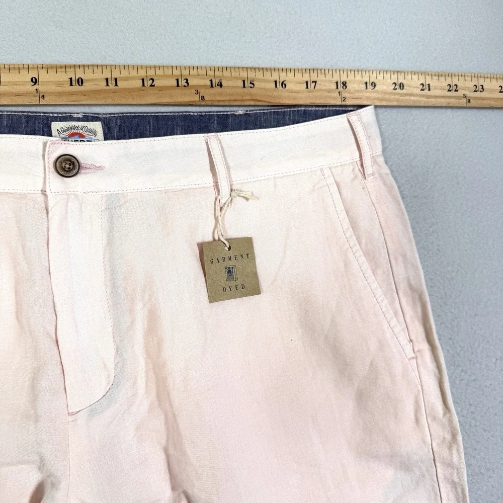FAHERTY Shorts Mens 36 Malibu Chino Linen Blend Summer Pink Coastal Beach NWT