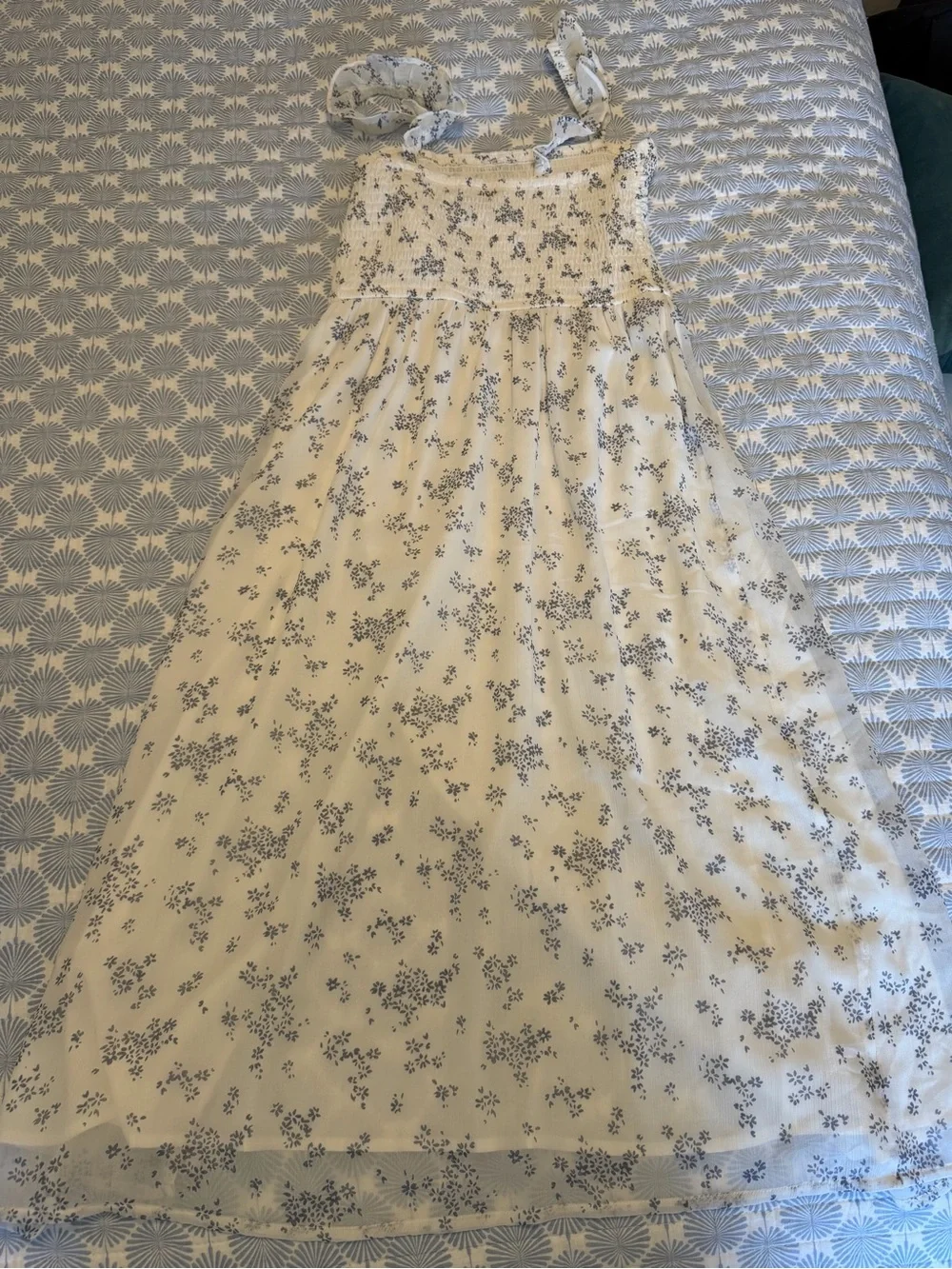 Abercrombie & Fitch Cream Maxi Dress with Blue Floral Print