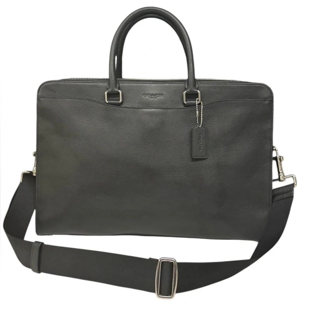 NWT COACH Beckett 2-Way Structured Black Leather Shoulder Business Briefcase New