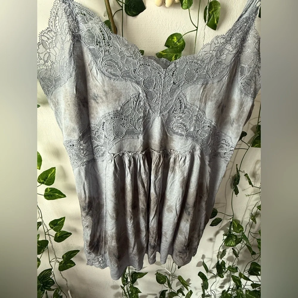 Free People Gray Tie Front Pleated Camisole