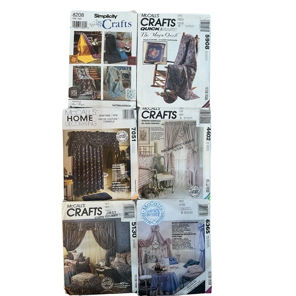 Vtg 6 Simplicity & McCall's Craft Patterns Quilt Window‎ Treatments