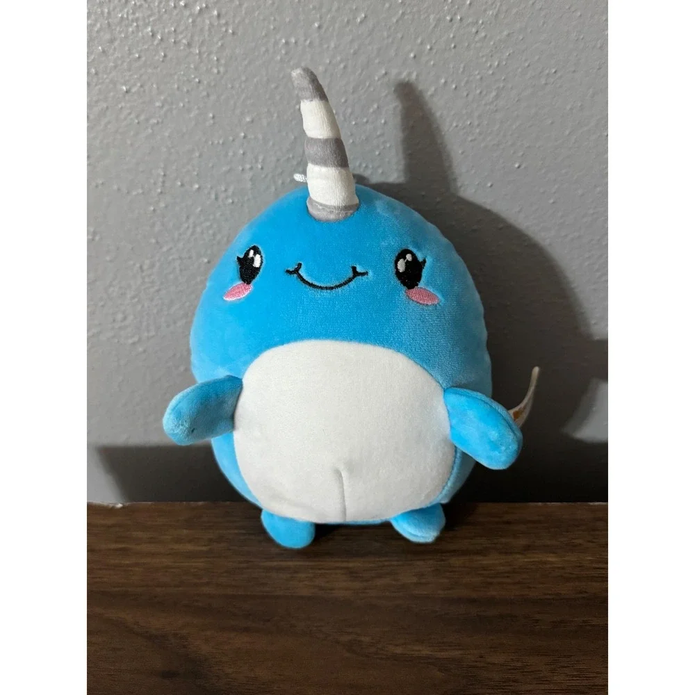 Yummeez Blue Narwhal Plush Stuffed Animal Toy Cute Peek-A-Boo‎ Toys 7 inch